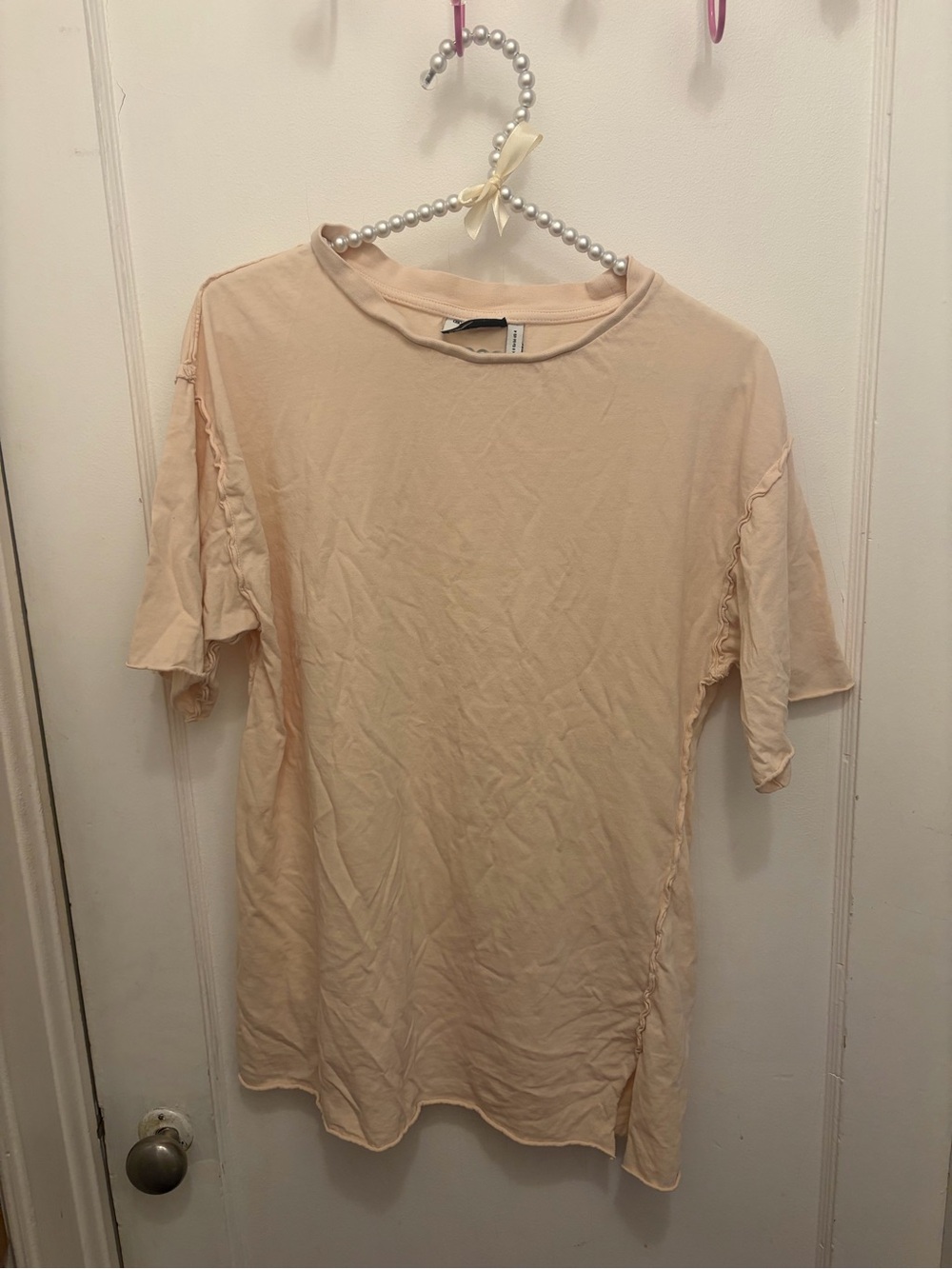 ASOS Short Sleeve Crew Tee in Pale Peach